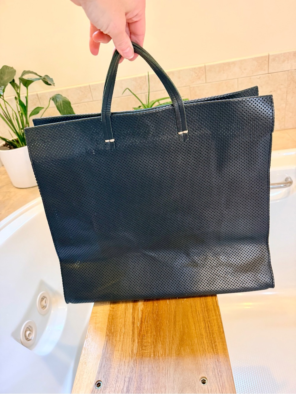 Clare V Simple Tote - Black Perf $525